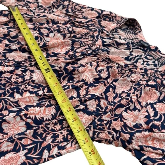 Lucky Brand Blue and Orange Babydoll Peasant Blouse Garden Summer Size 2X - Picture 7 of 8